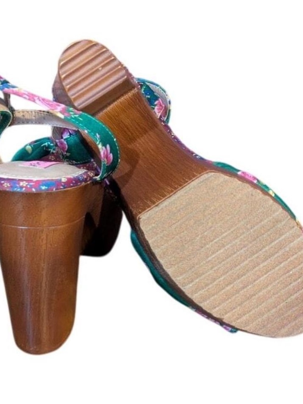 Betsey Johnson whimsy green and pink floral platform sandals - Picture 5 of 8
